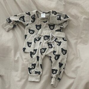 Cozy Bear Print Kids Matching Set